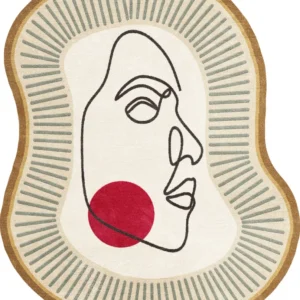 Portrait New Zealand Laine Irregular Shaped Rug avec système antivol