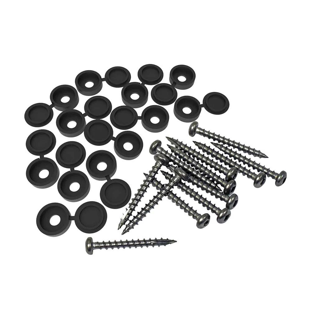 Système d'attaches en noir (vis et capuchons) pour panneau décoratif de 24'' x 48'', 12 unités - 22mm/25mm/28mm
