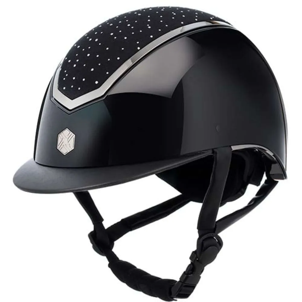 Charles Owen Bombe Kylo Crystal Noir jais Gloss/Chrome pour préparation hivernale