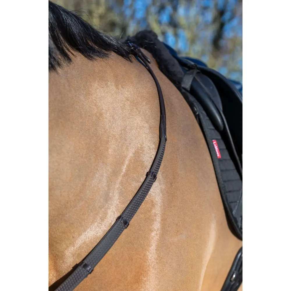LeMieux Rênes Arika Moelleux Rubber Stopper Marron/Argent