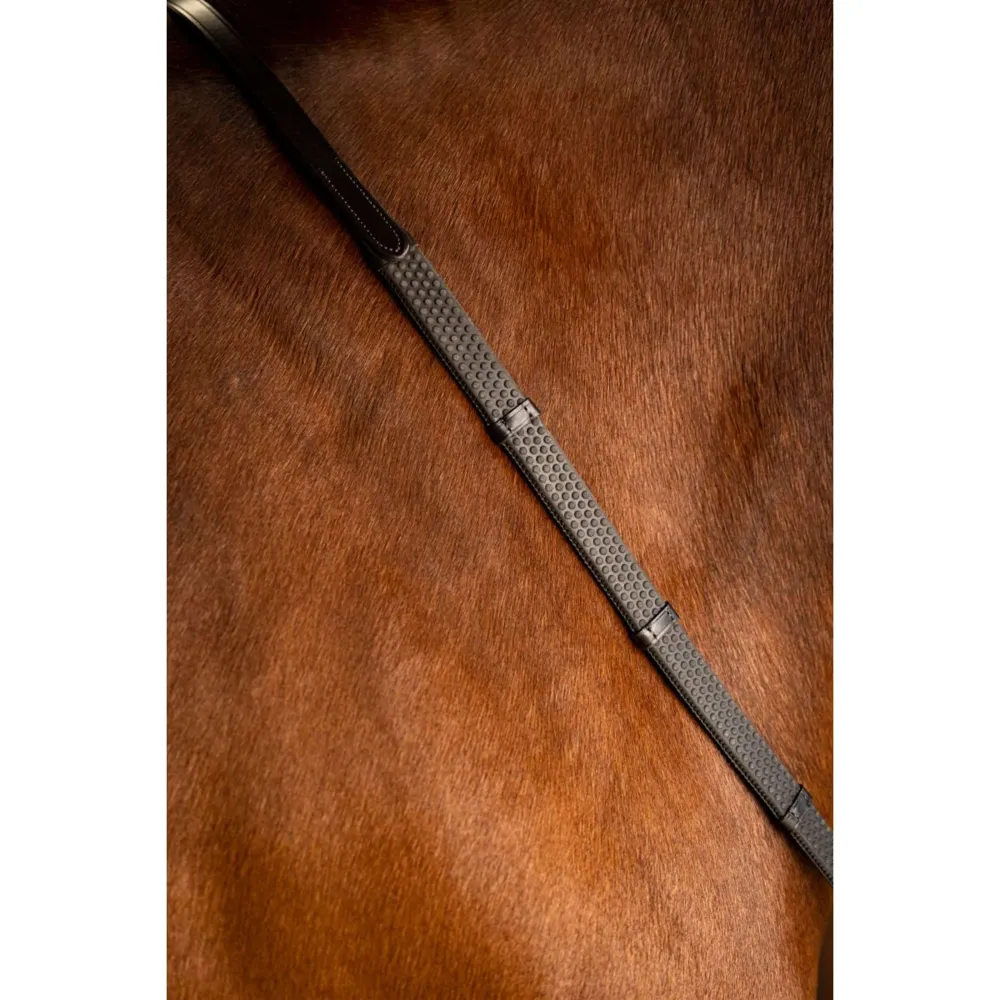 LeMieux Rênes Arika Moelleux Rubber Stopper Marron/Argent