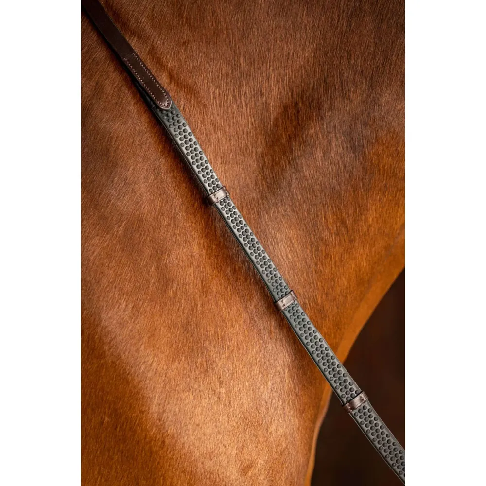 LeMieux Rênes Arika Moelleux Rubber Stopper Marron/Argent