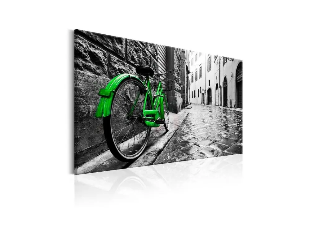 Tableau Vintage Vintage Vert jade Bike : Taille - 120 x 80 cm