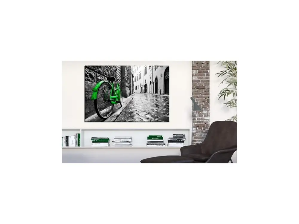 Tableau Vintage Vintage Vert jade Bike : Taille - 120 x 80 cm