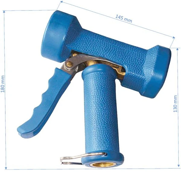 Busching pistolet de lavage industriel G1/2" max. 25bar/65°C jet réglable protection caoutchouc EPDM bleu 100915...