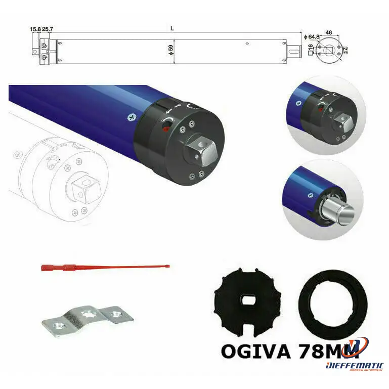 Motore Avvolgibile Per Tenda Da Sole 180Kg 100 Nm Rullo 78 Si Adatta Gaviota
