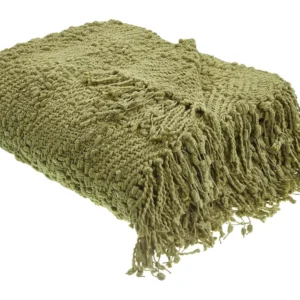 Blanket VELLA Coton lavé 220 x 240 cm Olive Green