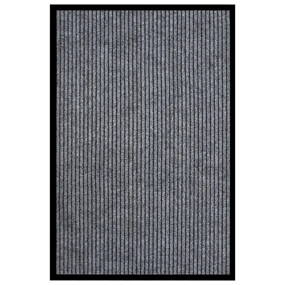 Paillasson rayé 80 x 120 cm PP gris et vinyle dessous antidérapant DEC040644