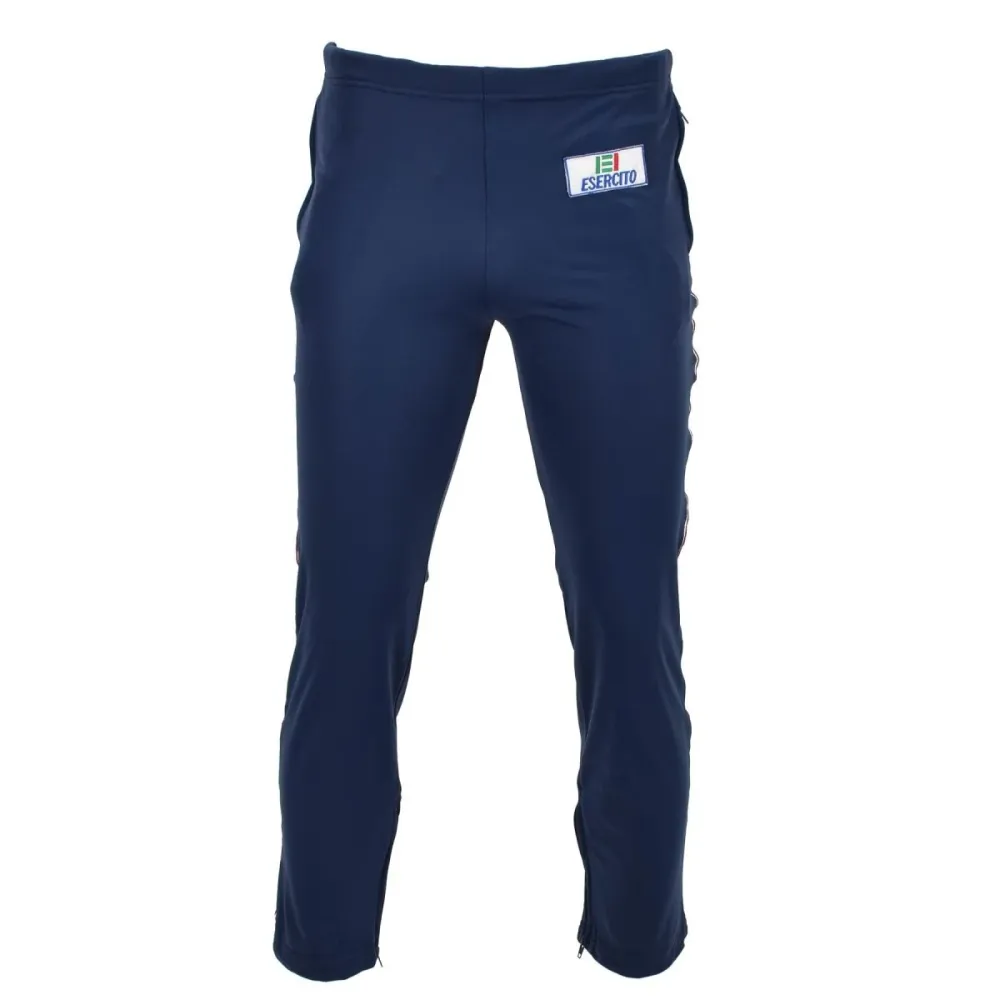 Pantalon de sport militaire italien sincère avec logo Esercito et poignets à glissière aux chevilles, bleu