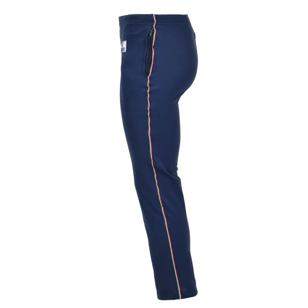 Pantalon de sport militaire italien sincère avec logo Esercito et poignets à glissière aux chevilles, bleu