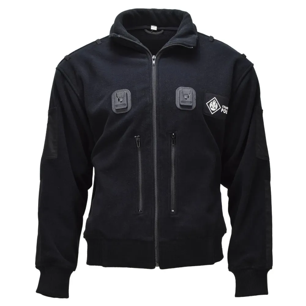 Veste de police originale britannique Strathclyde avec poignets et ourlet élastiques Noir avec Revêtement imperméable