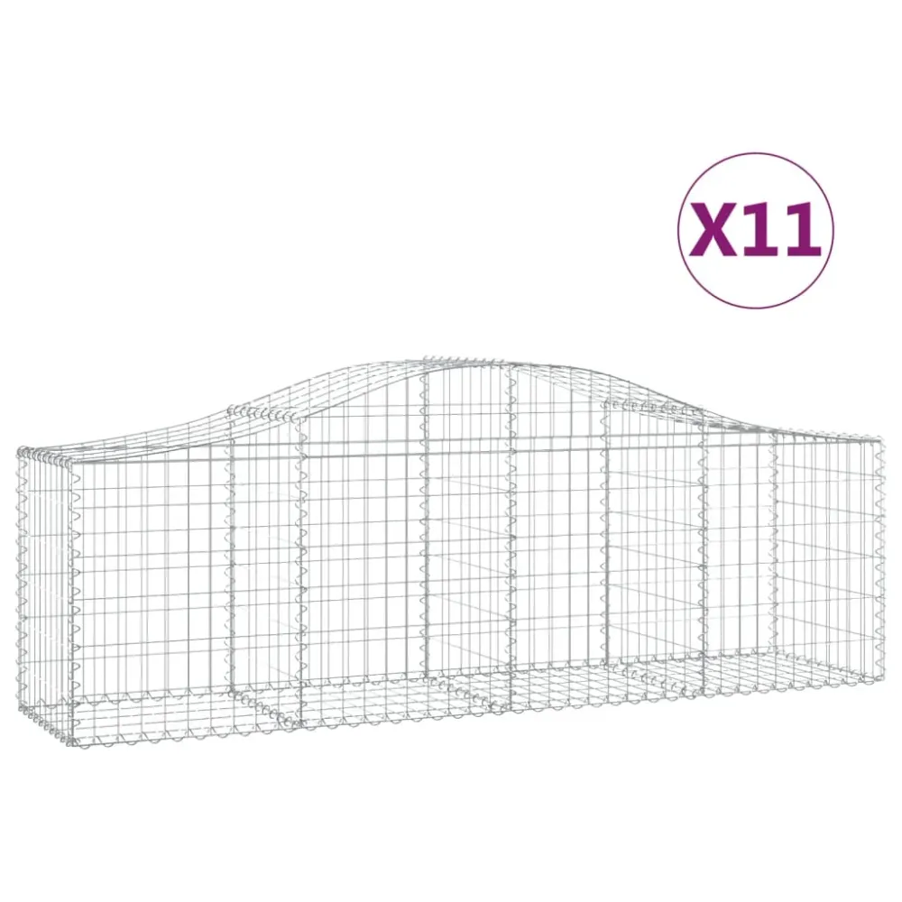 Coffre de rangement Paniers à gabions clôture cage mur de soutènement arqués 11 pcs 200 x 50 x 60/80 cm fer galvanisé Arge...