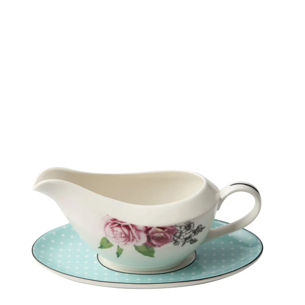 Jenna Clifford Wavy Rose Gravy Boat Saucer 350ml - Blanc pur