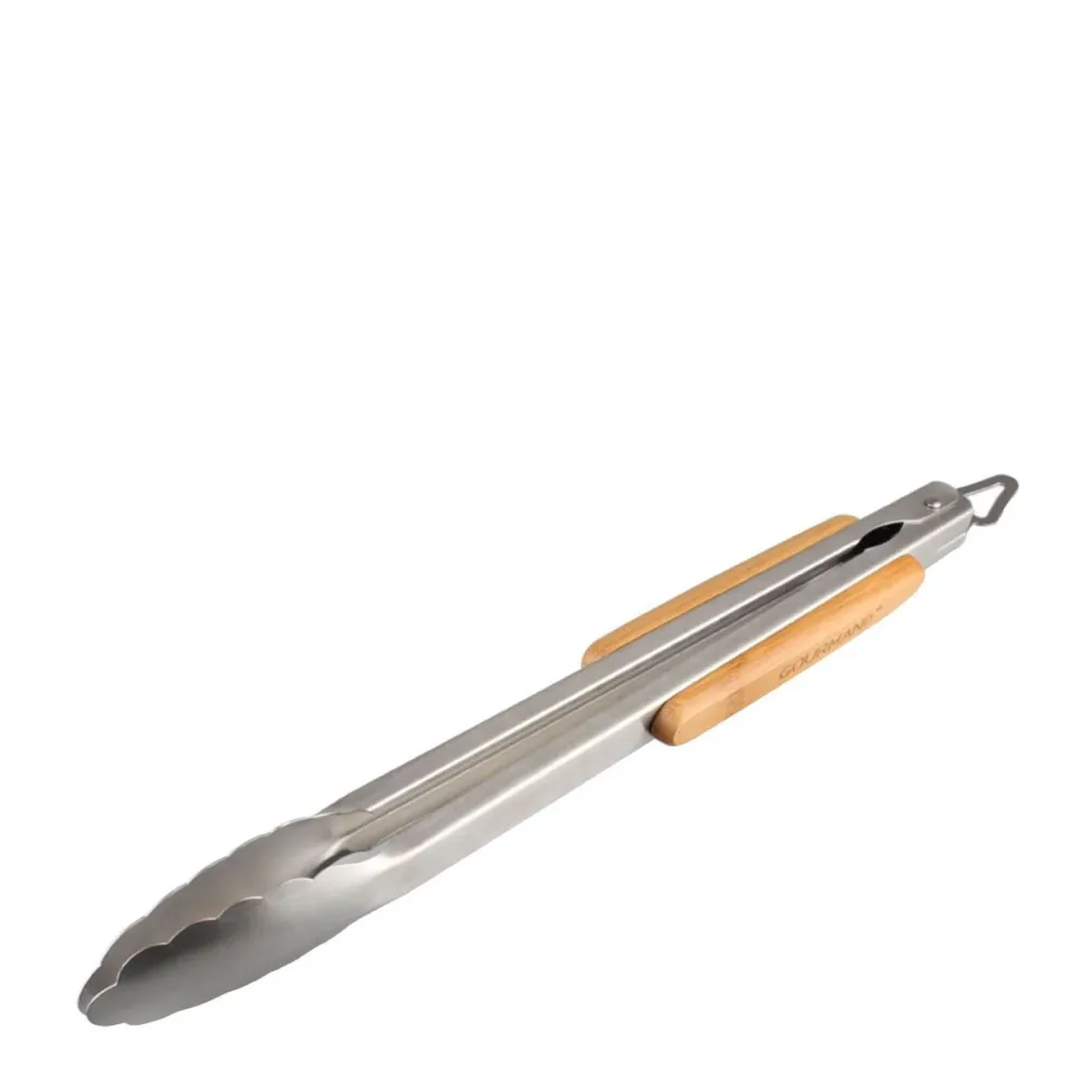 Kitchen Life En acier inox Steel Tong Bamboo Handle - Silver