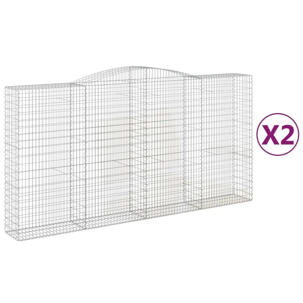 Lot de 2 paniers à gabions clôture cage mur de soutènement arqués 400 x 50 x 200/220 cm fer galvanisé Argent 02_0041410 Ta...