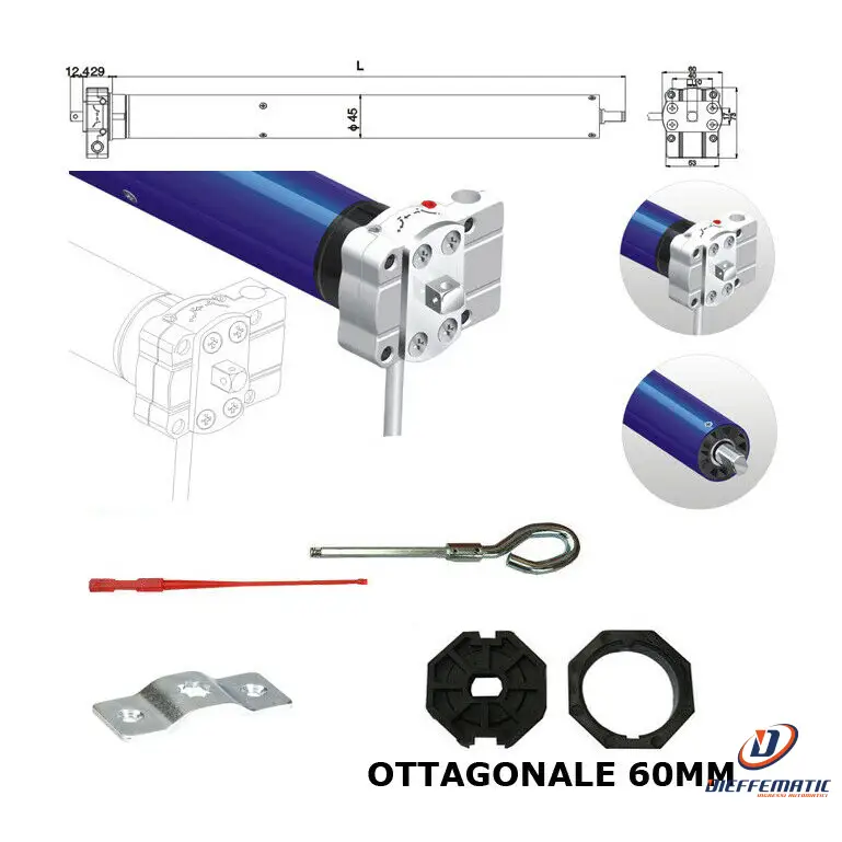 Motore X Tapparelle Con Manovra Di Soccorso 50N 100Kg Compatibile Con Cherubini avec Système de verrouillage