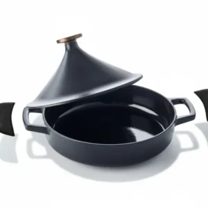 Protection pare-brise Alva Tajine Nori Gietijzer ø 28 cm 3 liter + Gratis Leren Handvaten - geëmailleerde anti-aanbaklaag