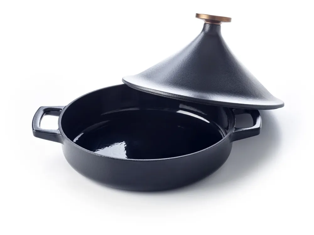 Protection pare-brise Alva Tajine Nori Gietijzer ø 28 cm 3 liter + Gratis Leren Handvaten - geëmailleerde anti-aanbaklaag