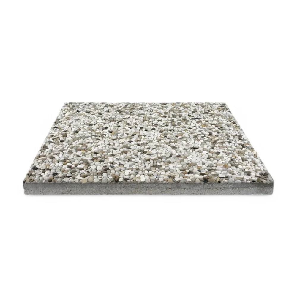 Set 4 piastre base per ombrellone e pavimentazione esterna ghiaino piave grana media 50x50x3,7 cm 85 KG