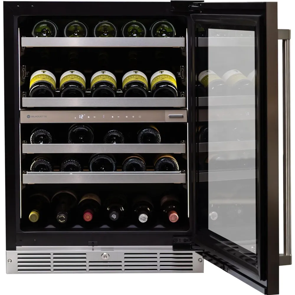Silhouette De métier Cellier à vin série Pro Gen 3 de 51 bouteilles à deux zones SPRWC052D3SS
