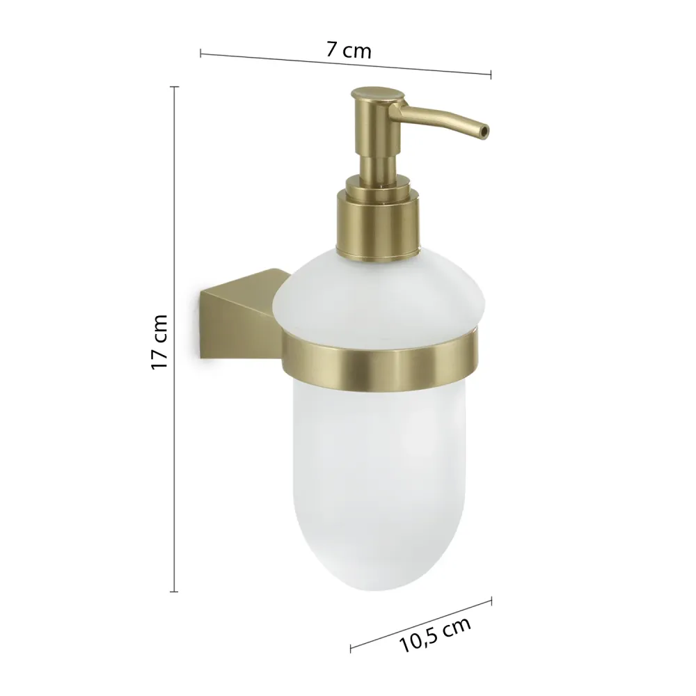 Distributeur de savon mural avec distributeur en plastique Gedy série Tonale - Or mat avec roulettes pivotantes
