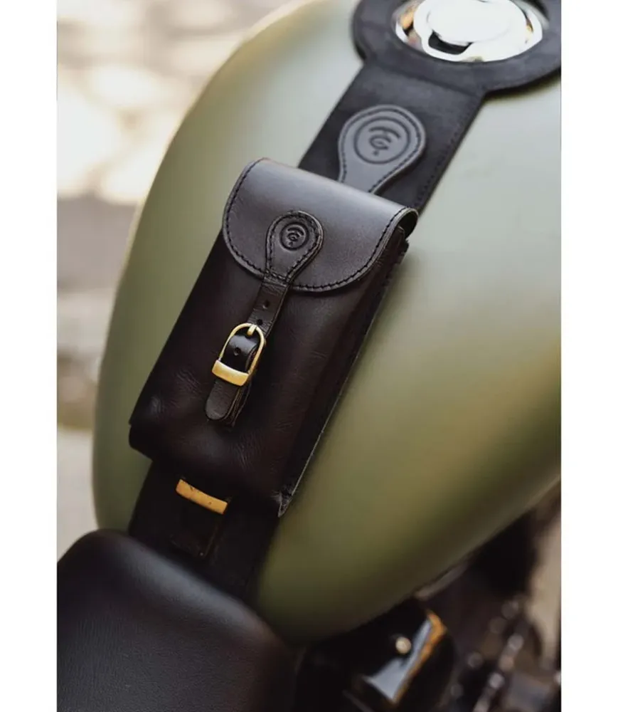 Étui de selle Tankabdeckung mit Tasche für Meteor 350 - Cafe Twin x Trip Machine Schwarz