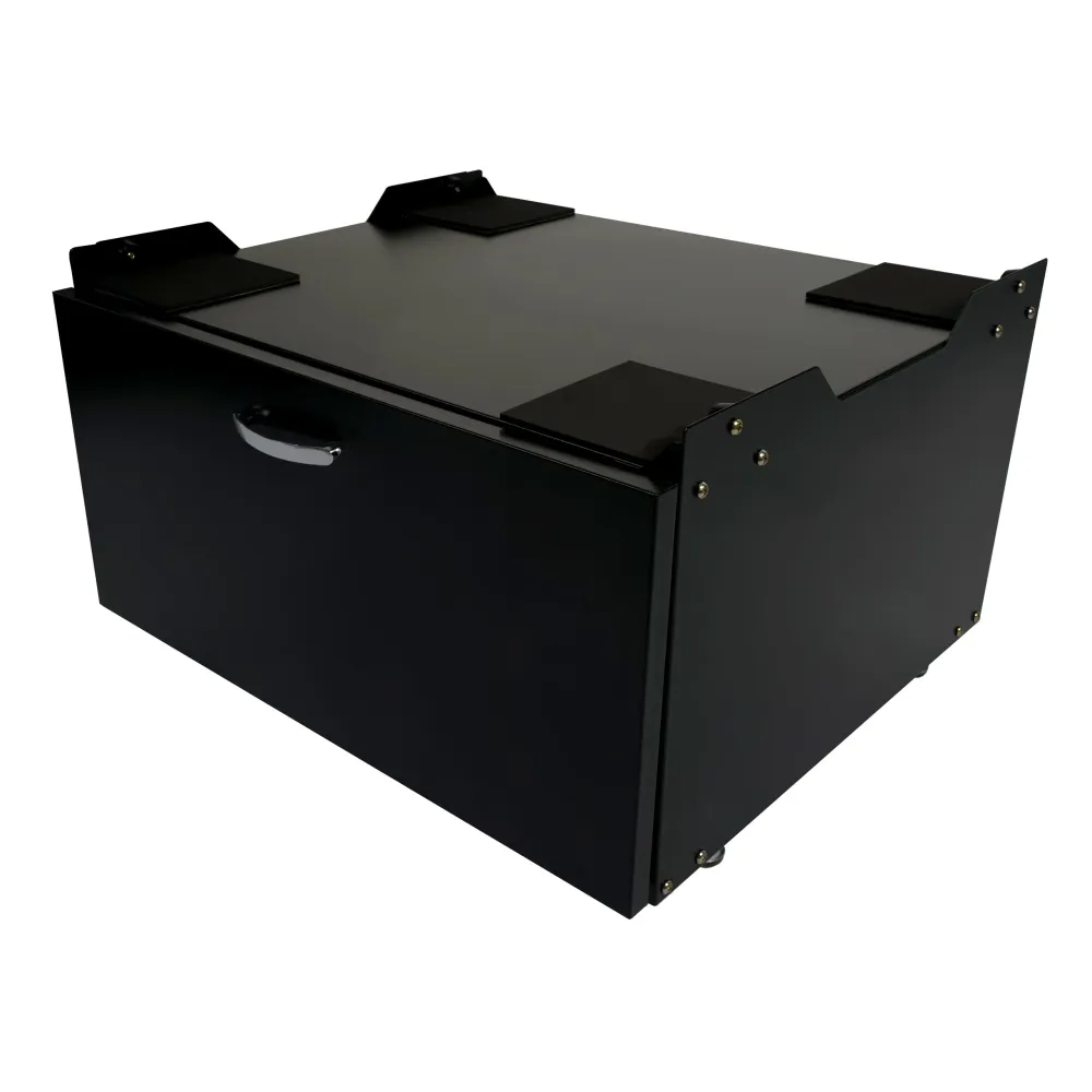 Meuble bas pour machine à nettoyer avec tiroir 33 x 61 x 52 cm MDF et acier noir 04_0007835