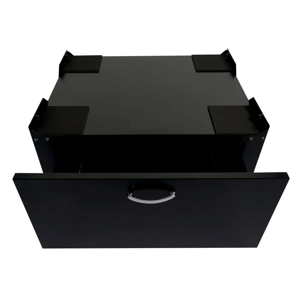 Meuble bas pour machine à nettoyer avec tiroir 33 x 61 x 52 cm MDF et acier noir 04_0007835