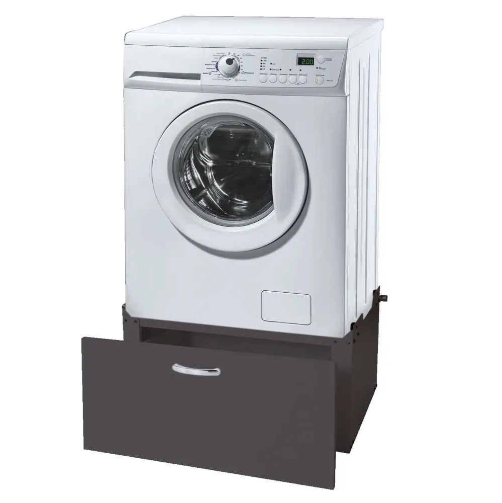 Meuble bas pour machine à nettoyer avec tiroir 33 x 61 x 52 cm MDF et acier noir 04_0007835