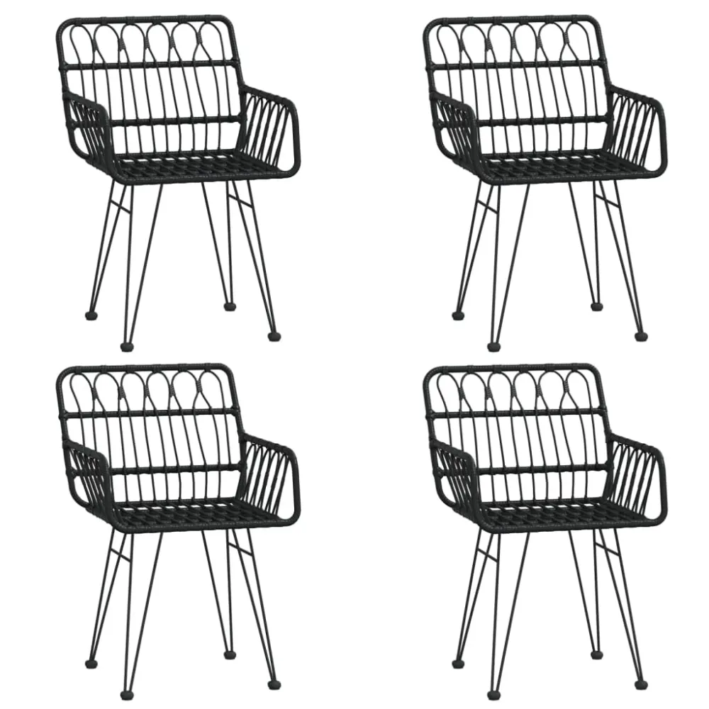 Mobilier à dîner de jardin 5 pièces noir résine tressée 02_0014783