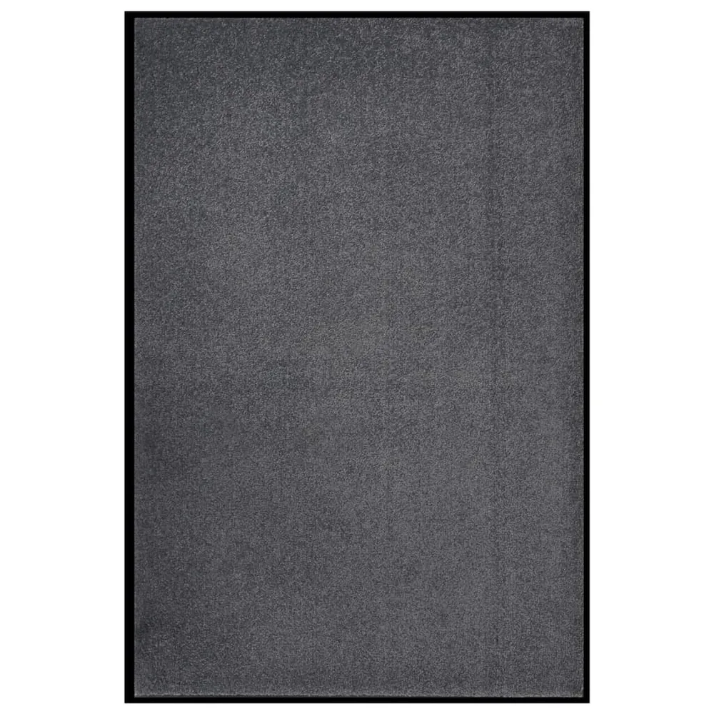 Paillasson porte d'entrée dessous antidérapant 80 x 120 cm PP torsadé anthracite et vinyle DEC040584
