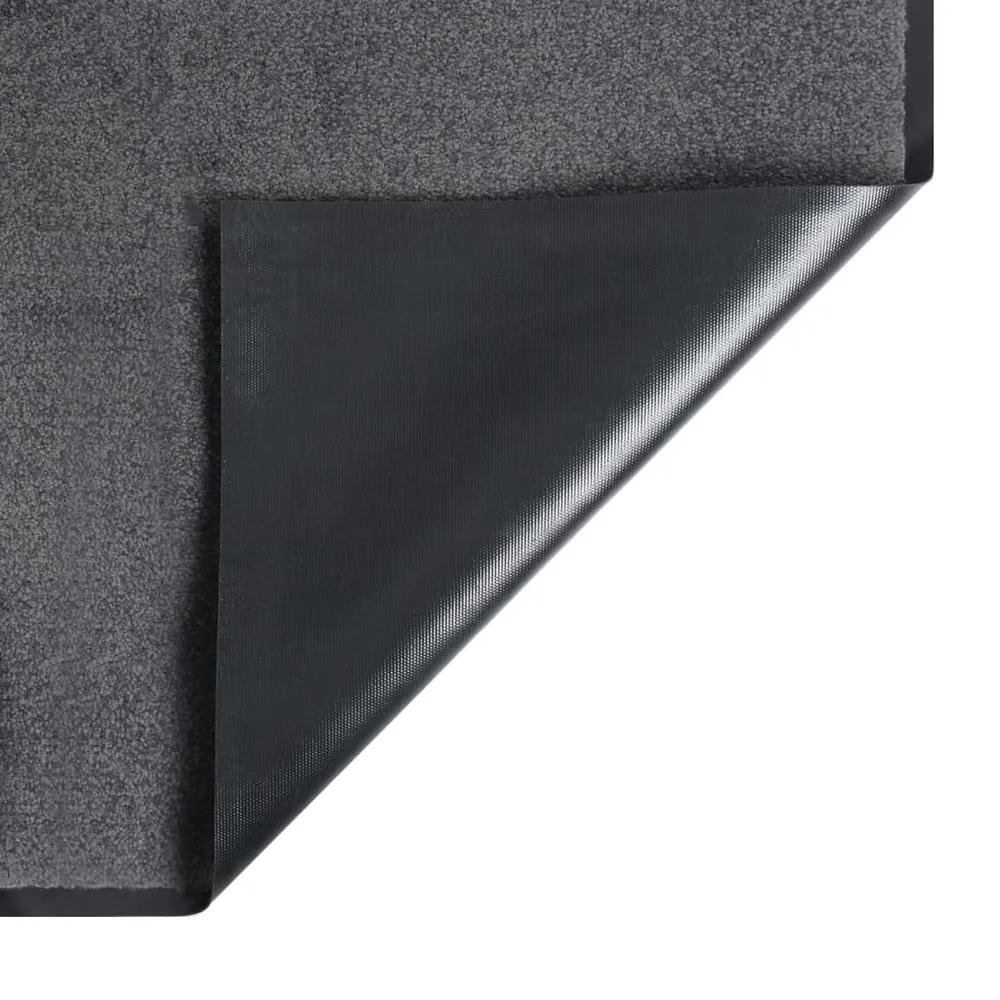Paillasson porte d'entrée dessous antidérapant 80 x 120 cm PP torsadé anthracite et vinyle DEC040584