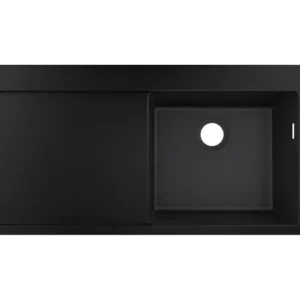 Evier à encastrer 1 bac HANSGROHE S51 450 égouttoir à gauche avec vidage auto noir graphite