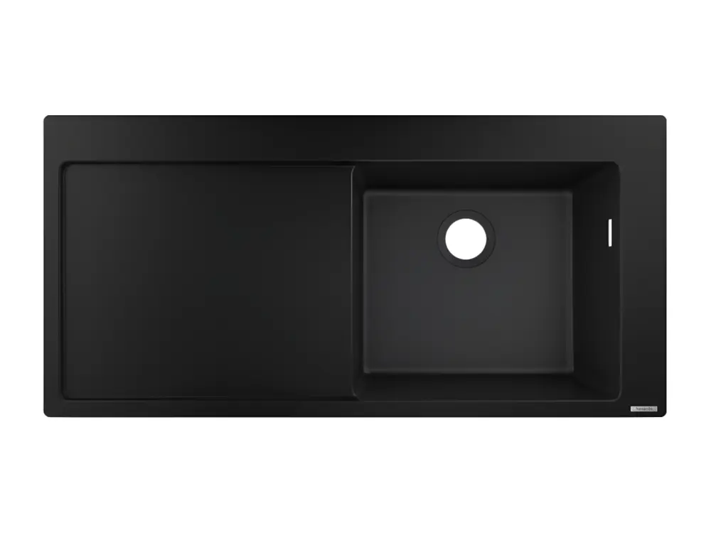 Evier à encastrer 1 bac HANSGROHE S51 450 égouttoir à gauche avec vidage auto noir graphite