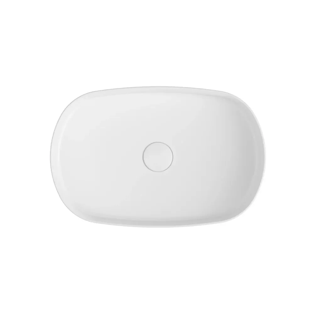 Lavabo d'appoggio ovale senza foro BathCore série Infinity 55x36 couleur Blanc Brillant