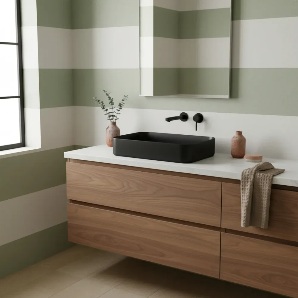 Lavabo d'appoggio rectangulaire sans trou BathCore série Infinity 50x36 couleur Noir Mat