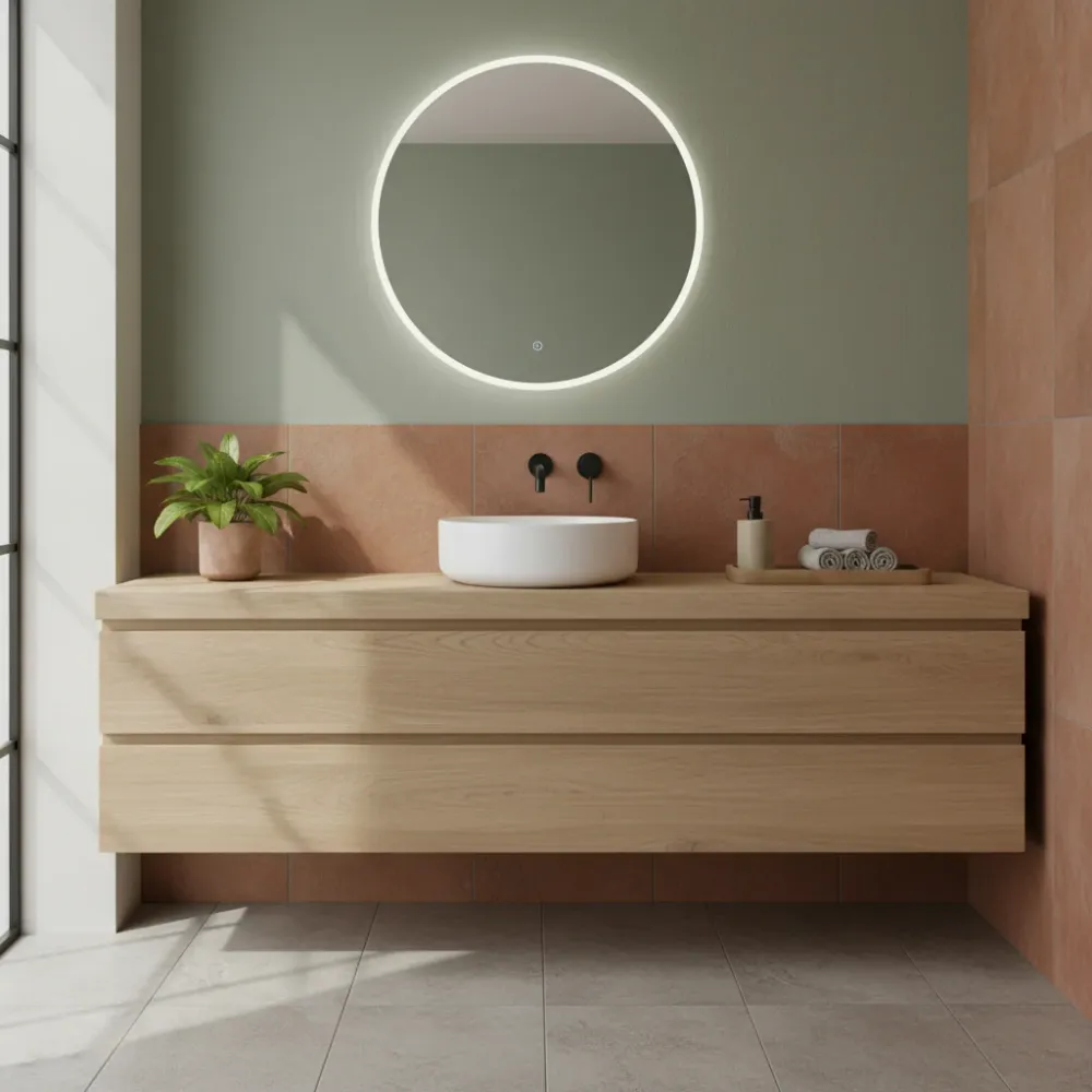 Lavabo d'appoggio rond sans trou BathCore série Infinity 36 cm couleur Blanc Mat