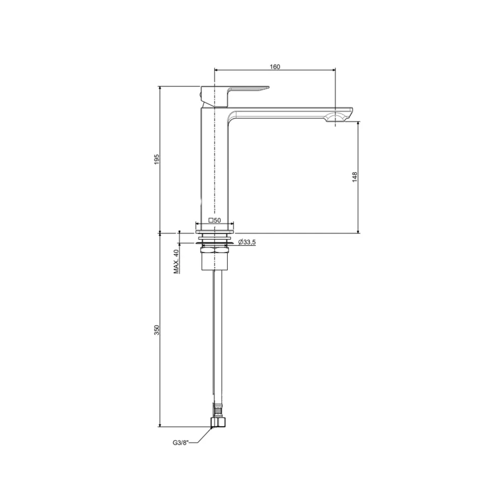 Mitigeur lavabo moyen sans vidage Paffoni série Elle - Noir Mat