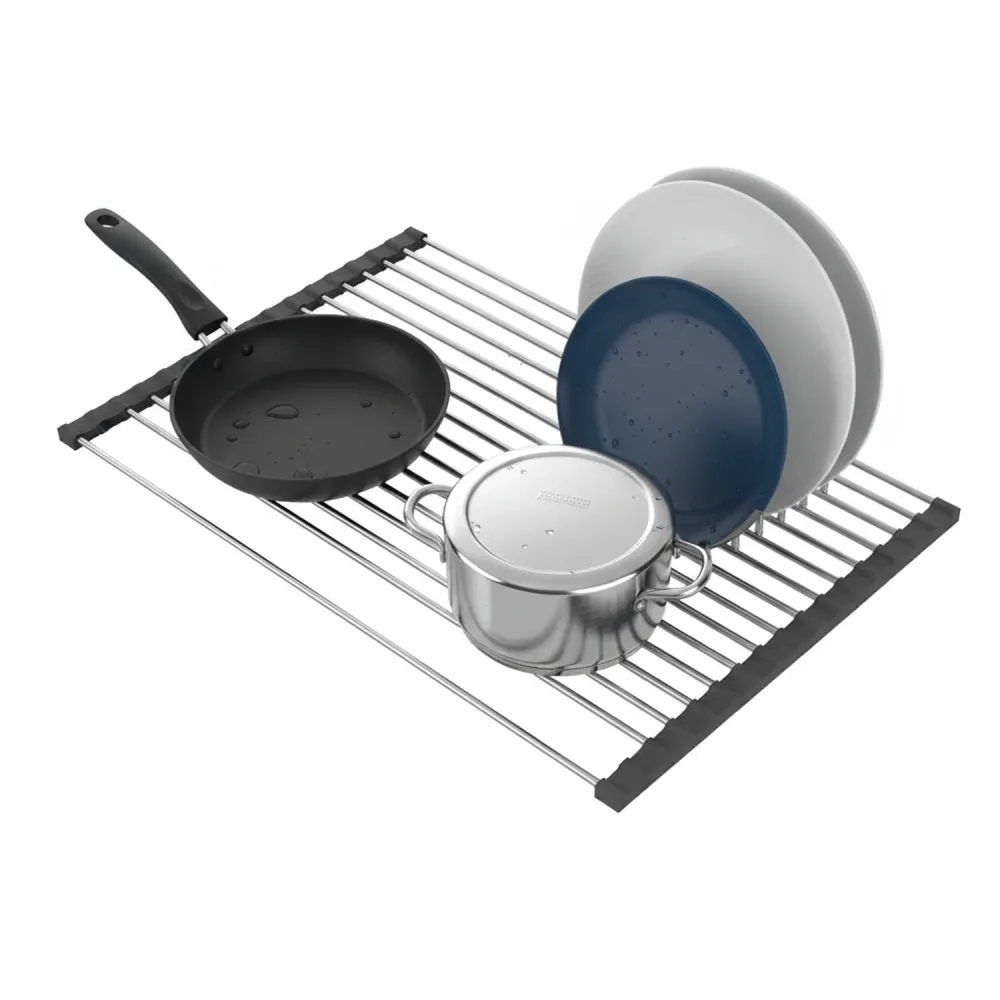 Scolapiatti Arrotolabile Acciaio Inox 43x35 cm – Resistente e Antiscivolo