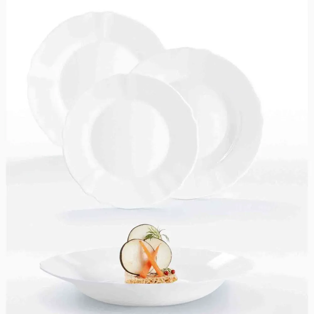 Certifié OEM Luminarc Arcopal 18 Piece Louis XV Dinner Set - Blanc pur