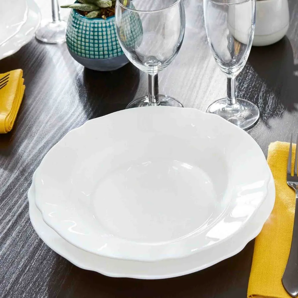 Certifié OEM Luminarc Arcopal 18 Piece Louis XV Dinner Set - Blanc pur