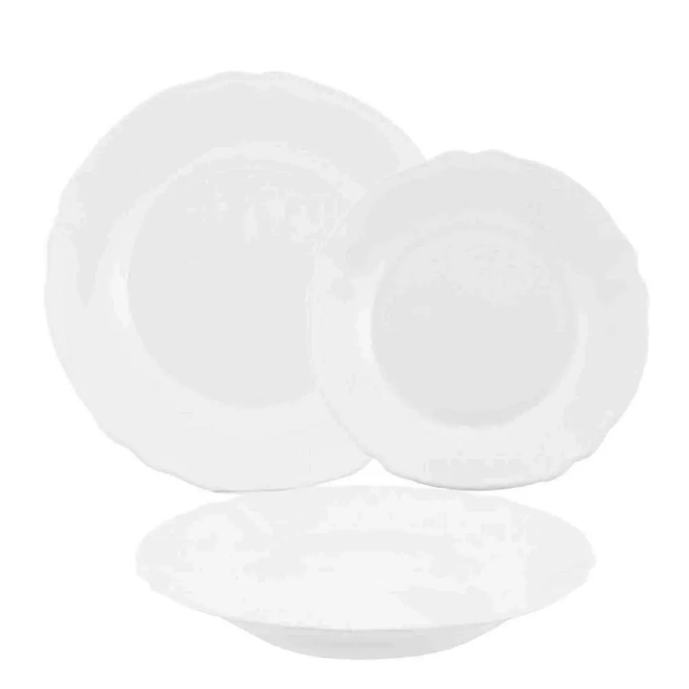 Certifié OEM Luminarc Arcopal 18 Piece Louis XV Dinner Set - Blanc pur