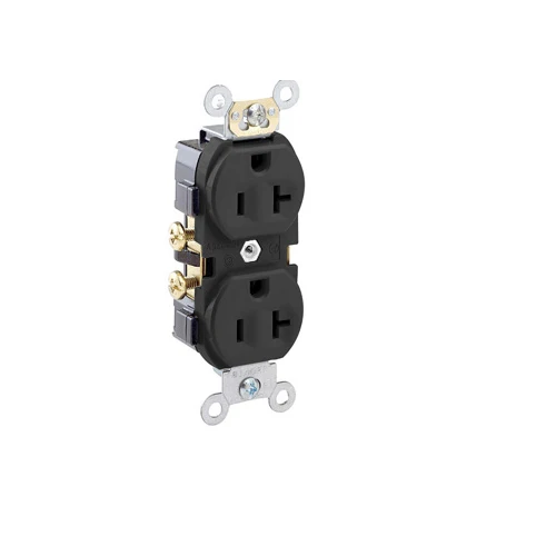 Leviton 20A 125V Duplex Receptacle Commercial Grade Noir jais CR20-E