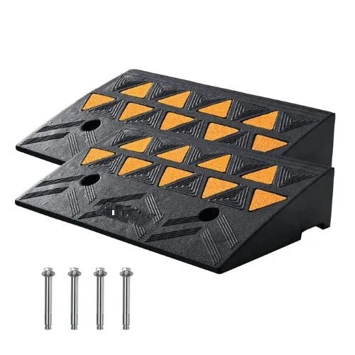 15-Ton Capacity & 4.3" Rise Heavy-Duty En gomme Curb Ramp Cars, Wheelchairs, Bikes & Motorcycles (Pack 2)