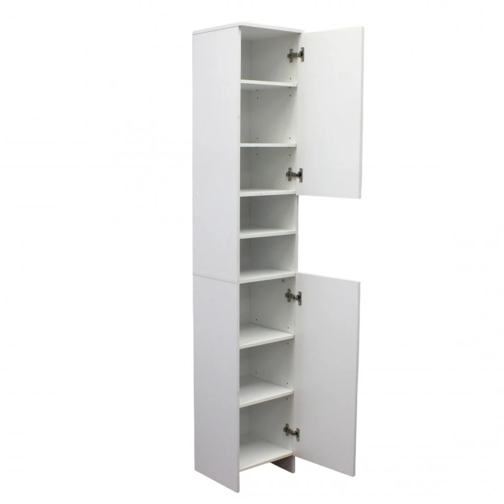 Armadio tuttopiani legno bianco con 2 ante e 8 ripiani h173 cm