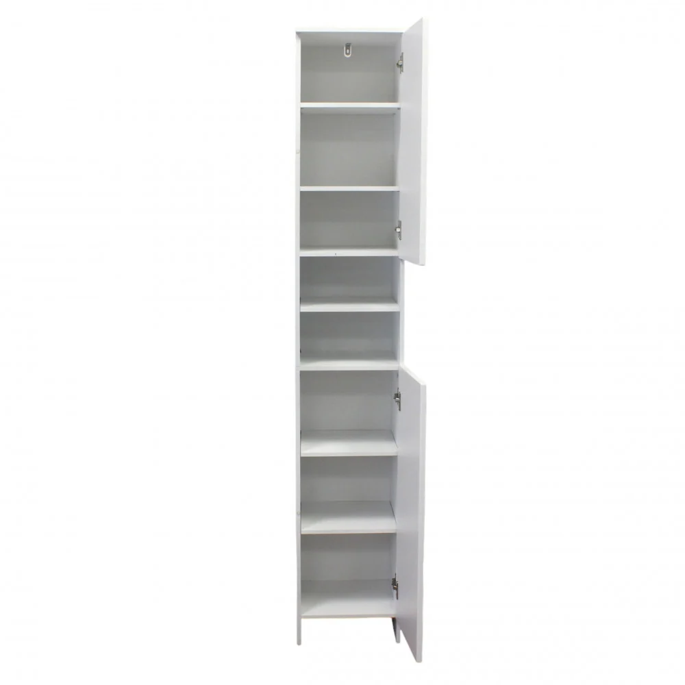 Armadio tuttopiani legno bianco con 2 ante e 8 ripiani h173 cm