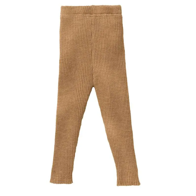 Certifié CE Disana Ribstrikkede Leggings - Merinould - Caramel