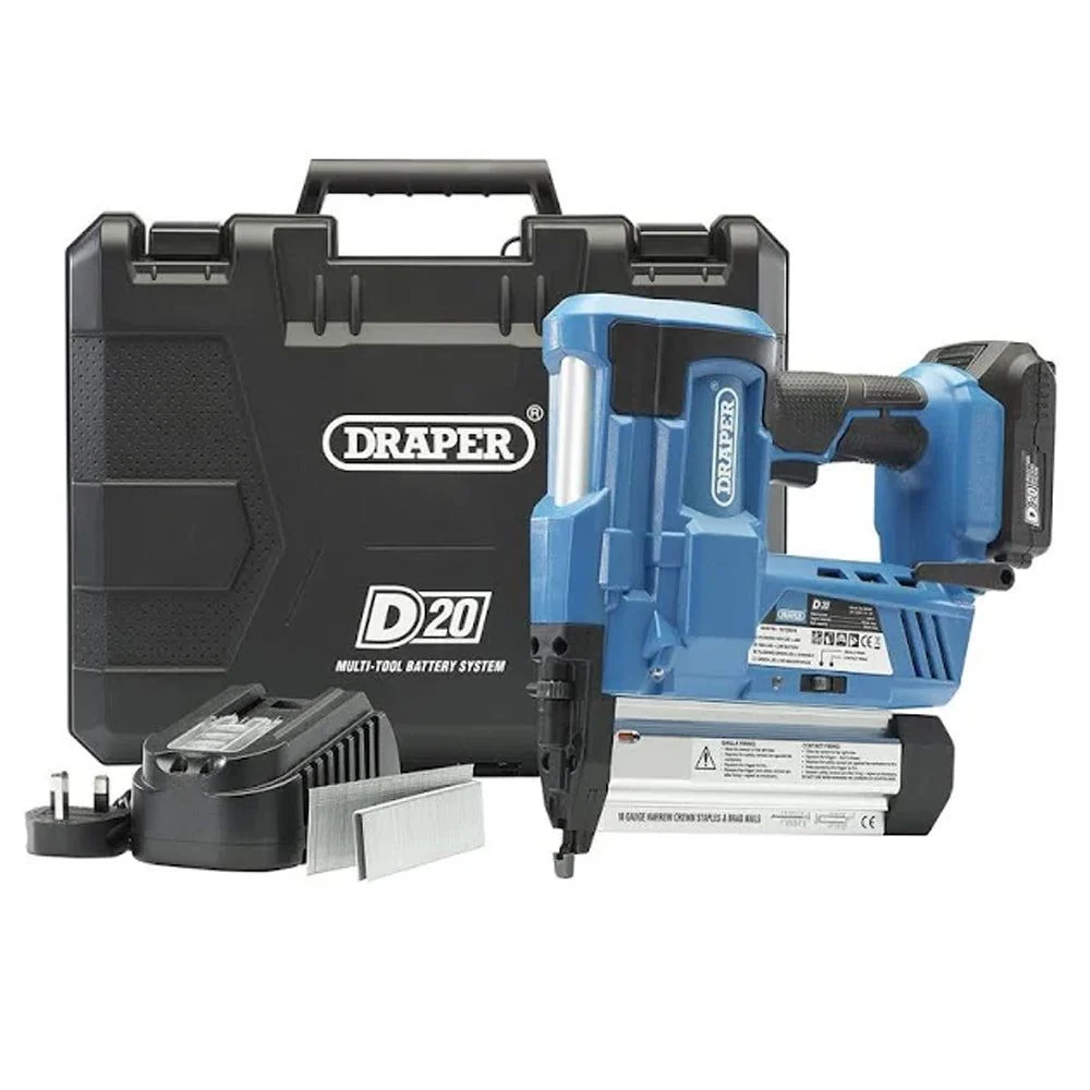 Rétroviseur sport Draper D20NSSET D20 20V Nailer/Stapler 1 x 2.0Ah Battery & Charger - 00646