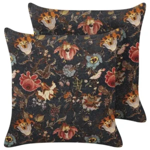 Sierkussen set van 2 bloemmotief meerkleurig 45 x 45 cm RAMONDA