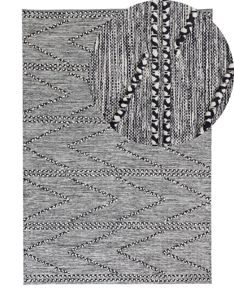 Vloerkleed katoen zwart/wit 140 x 200 cm TERMAL